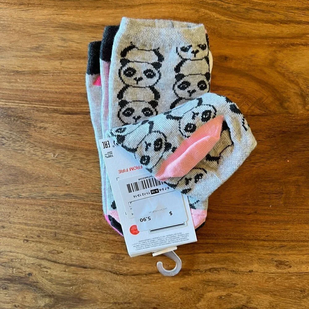 NWT Zara Panda Kids Short Socks 3 Pack
